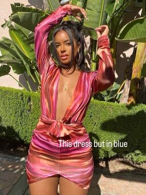 Plunge Wrap Mini Dress in Sunset Pink